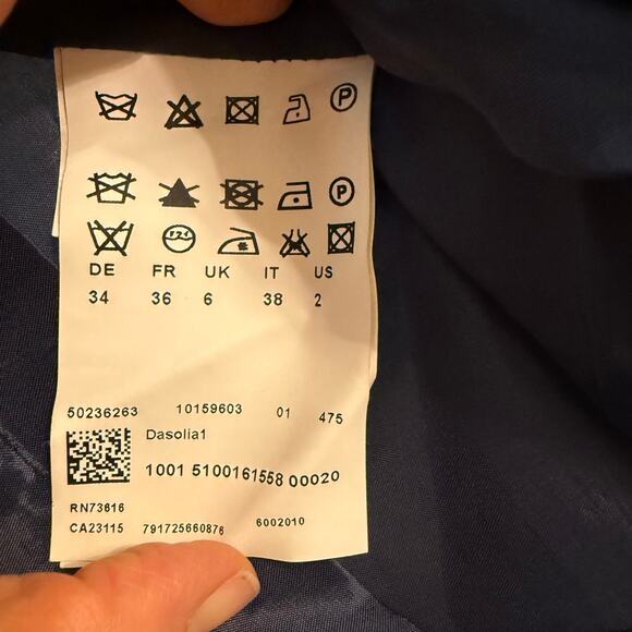 Boss Hugo Boss Navy Sleeveless Pleated Blouson Sheath Dress Sz 10 EUC Career - Picture 9 of 11